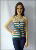 Blusinha Listrada com Botões Vermelhos