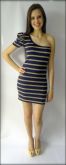 Vestido Listras Azul e Dourado